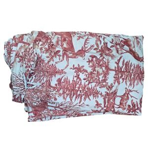 Pottery Barn Alpine Toile King Duvet Cover Red White Deer Forest Cotton